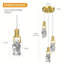 Luminaires suspendus 3 lumières dorées modernes pour îlot de cuisine en cristal transparent irrégulier