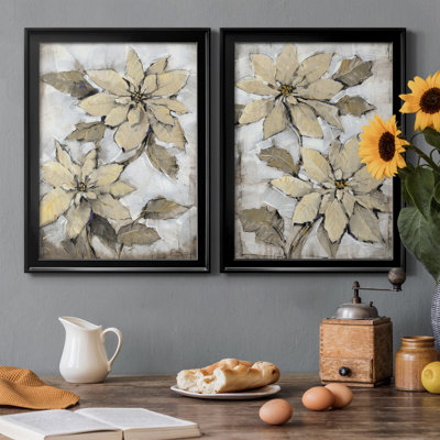 " Poinsettia Study I " 2 - Pieces Painting Print