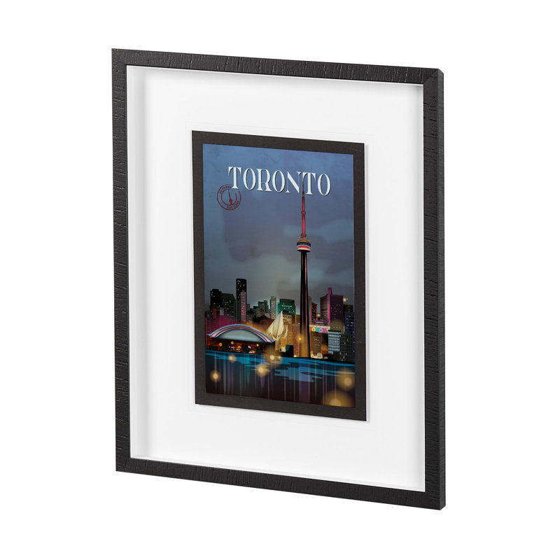 «Toronto Go» par Simone, reproduction d'art encadrée sous verre, Cadre simple noir, H 25,5 po x l 21,5 po x P 1,5 po, Blanc