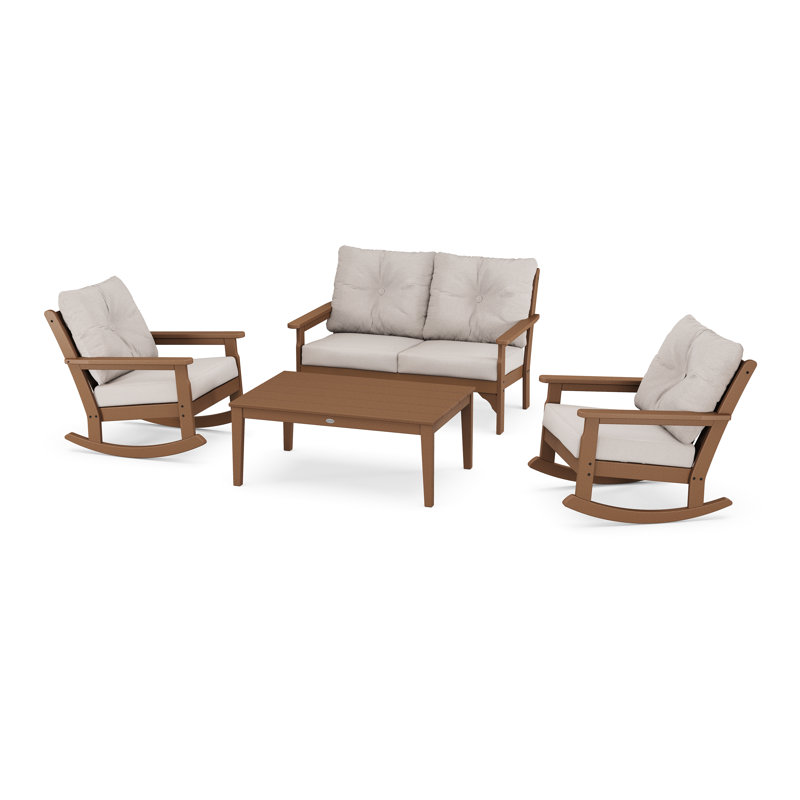 Vineyard 4-Piece Deep Seating Rocking Chair Set, Ash Charcoal, Teak