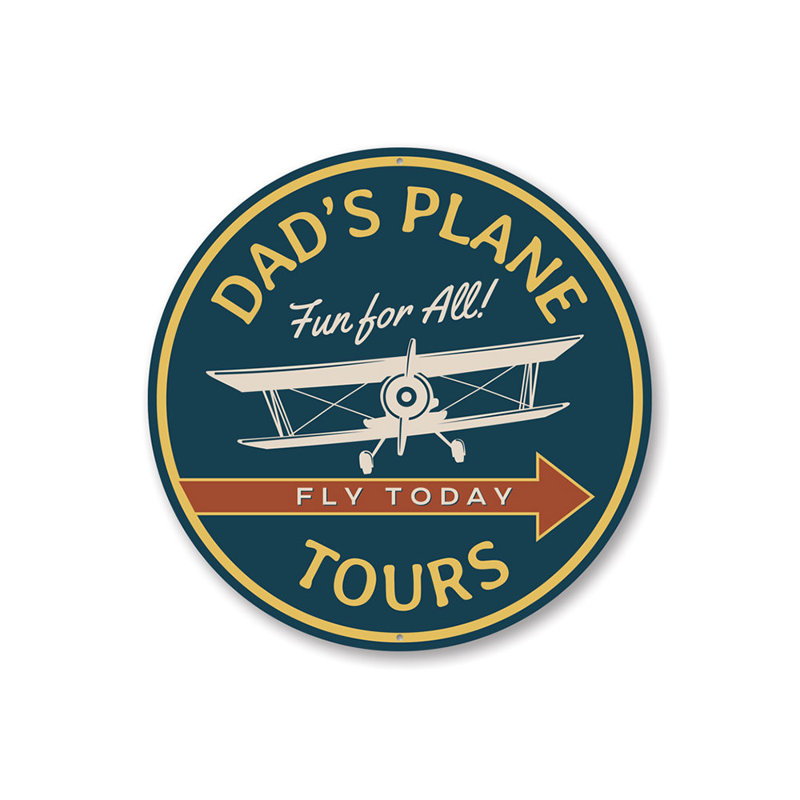 Panneau en aluminium «Dad's Plane Tours», H 12 po x l 12 po x P 0,04 po
