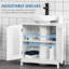 Armoire de meuble-lavabo moderne sous le comptoir avec 2 portes, armoire de salle de bain piédestal sous le lavabo, meuble-lavabo avec tablettes réglables, blanc