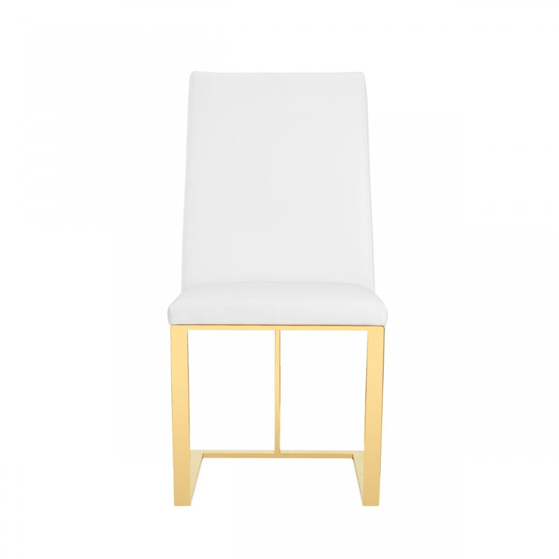 Chaise d'appoint de salle à manger blanche et dorée