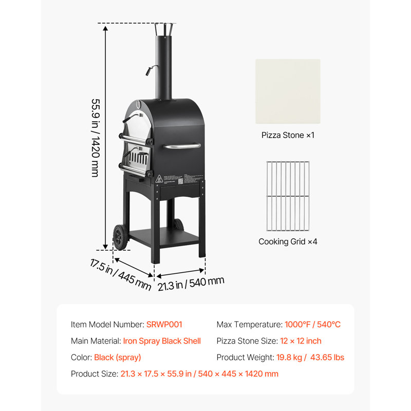 VEVOR Iron Free Standing Pizza Oven