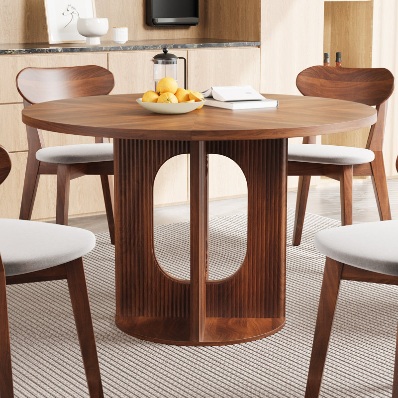 Zambrano 47.24" Round Pedestal Dining Table, Brown