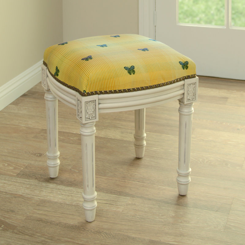 Solid Wood Accent Stool, Yellow