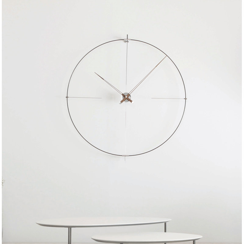 Bilbao Metal Analog Wall Clock, Black/Walnut