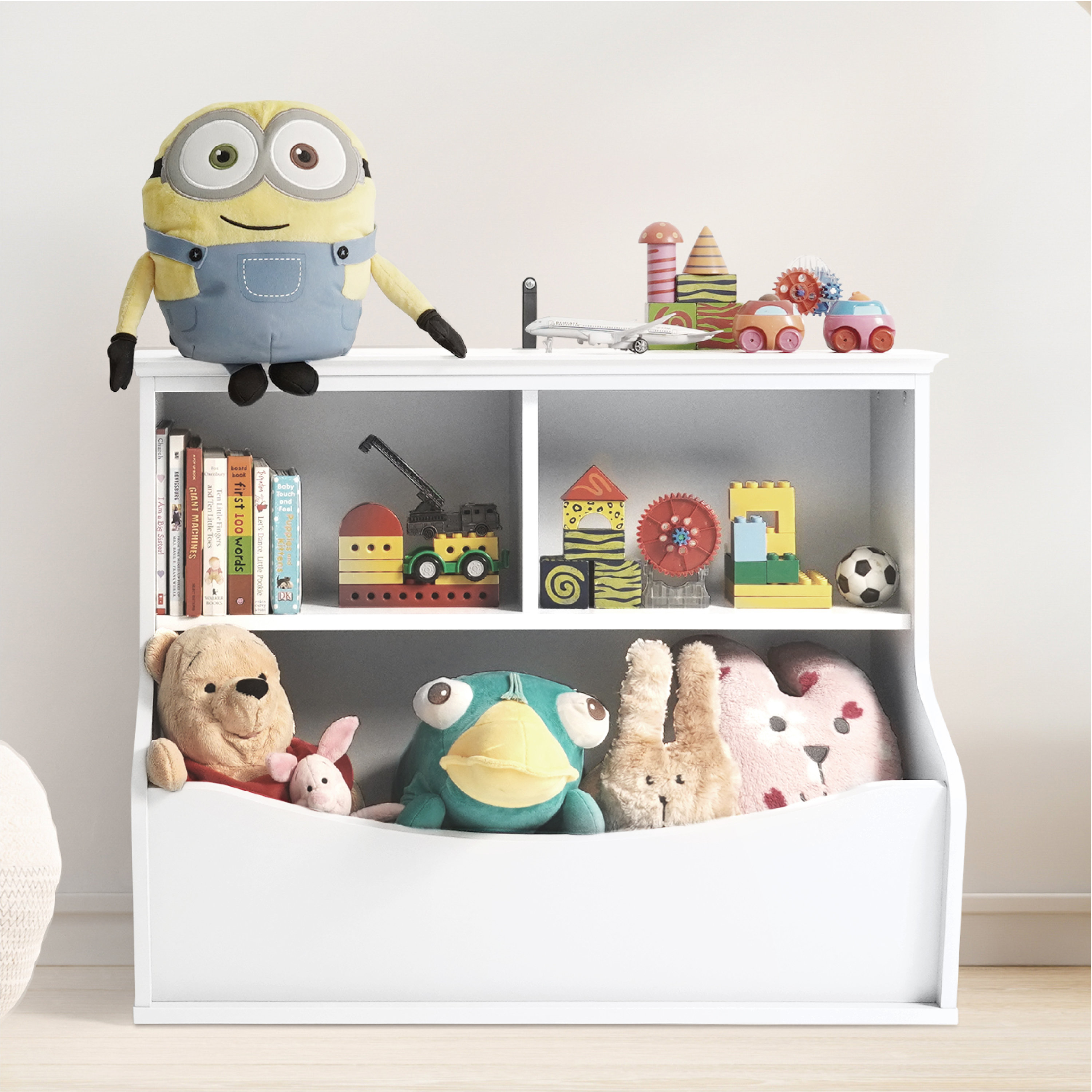 Kids' Toy Storage Organizer, Open Storage Cubby, Multifunctional Book and Toy Storage Cabinet CAPHAUS Finish: Gray