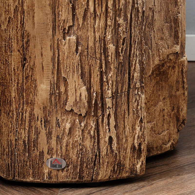 Table d'appoint en béton en forme d'arbre, plateau de table rond en grain de bois, pour l'intérieur et l'extérieur, capacité de charge de 198 lb, plateau décoratif, look, utilisation extérieure, capacité, 14,5 po x 17 po
