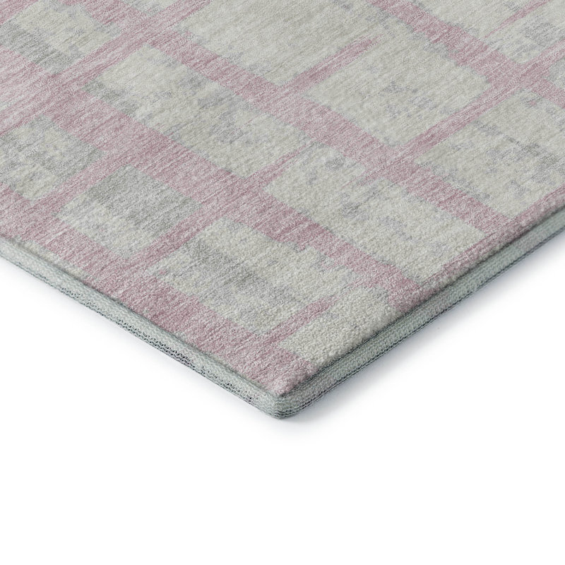 Premium Machine Washable Prisco Pink Rug, Rectangle 8' x 10'
