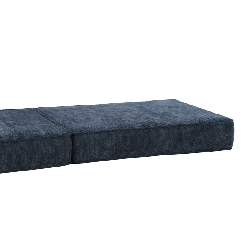 80cm Wide Velvet Rectangle Standard Ottoman, Dark Blue