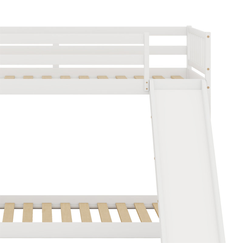 Lit superposé avec glissière convertible et escalier, Blanc