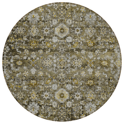 Tapis rond 8 po brun et beige