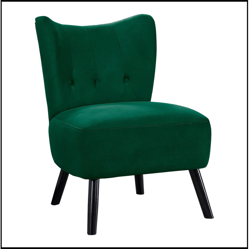 Chaise d'appoint en velours capitonnée à 4 pieds, Vert