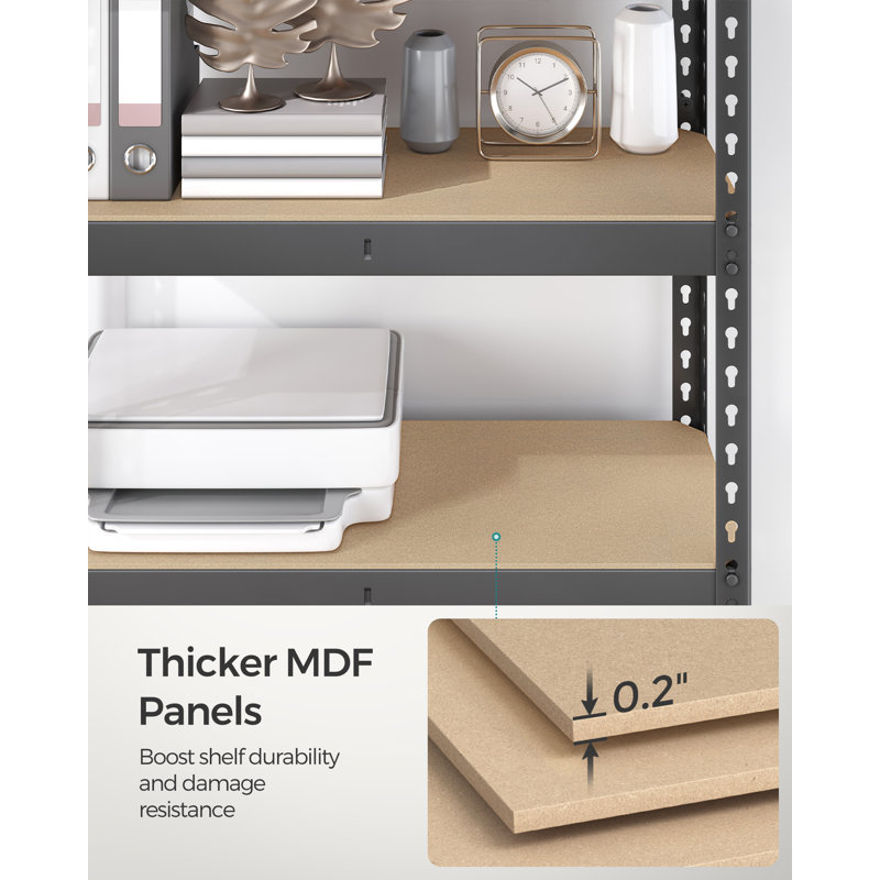 Adjustable Shelving Unit, 70.9" H x 35.4" W x 17.7" D, Gray
