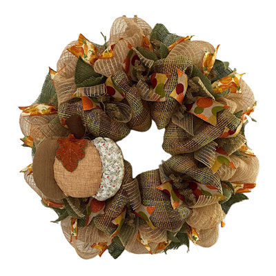 Couronne de récolte avec citrouille matelassée