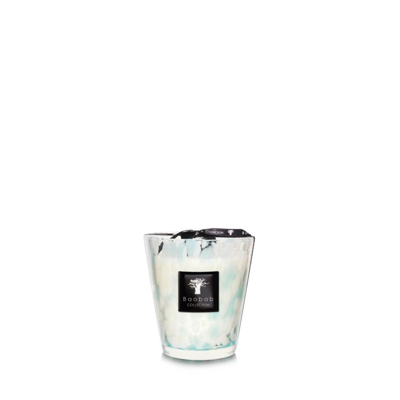 Pearls Sapphire Candle, 6.3" H x 5.85" W x 5.85" D