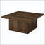 Table basse carrée en pin foncé avec base plinthe