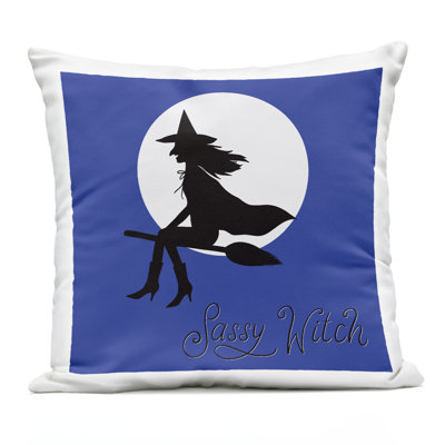 Sassy Witch & Full Moon Design by Sazerelli Designs Outdoor Printed Pillow