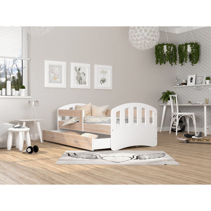 Nikolai Drawer Convertible Bed, Yes, Oaksonoma/White, 80 x 180 cm