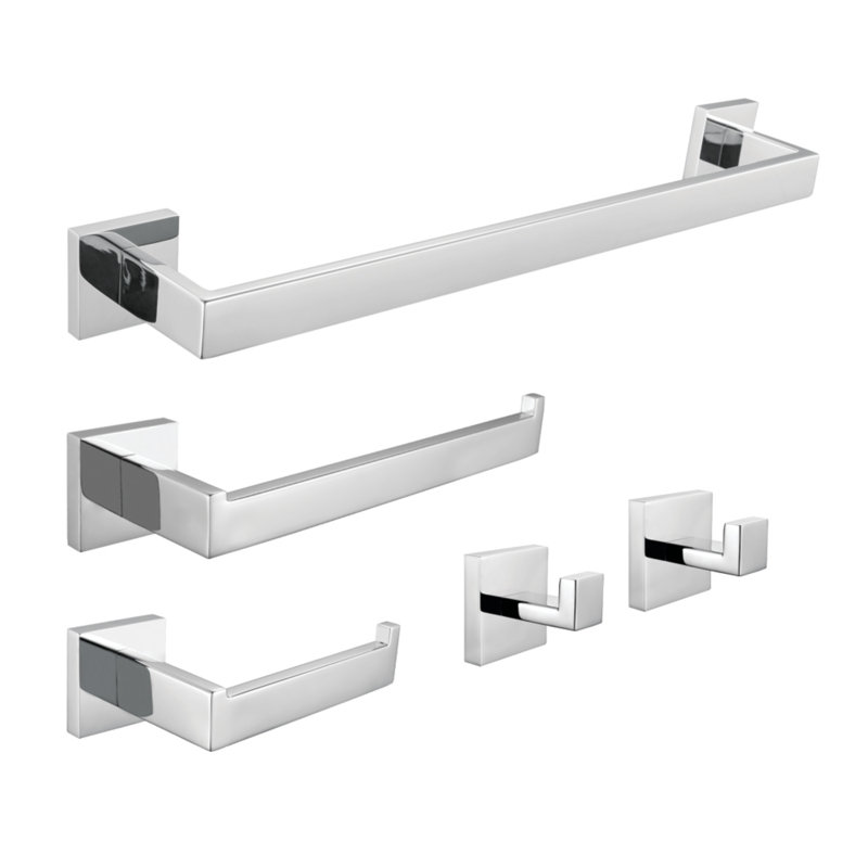 Ensemble de quincaillerie de salle de bain 5 pièces, Chrome poli