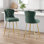 Tabourets de bar en velours à boutons et têtes de clous de 2 pièces avec pieds en métal, dossier à oreilles pour la cuisine, coussin éponge respirant, hauteur ajustable, garniture moderne de style américain, îlot confortable