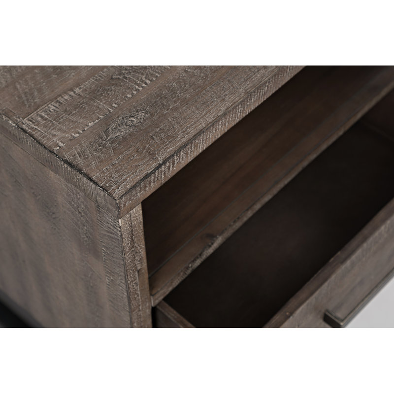Bezout Solid Wood End Table with Storage, 24" H x 24" W