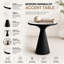 End Table | White Marble Top Side Table | Black Metal Frame | 18"D x 18"W x 24"H