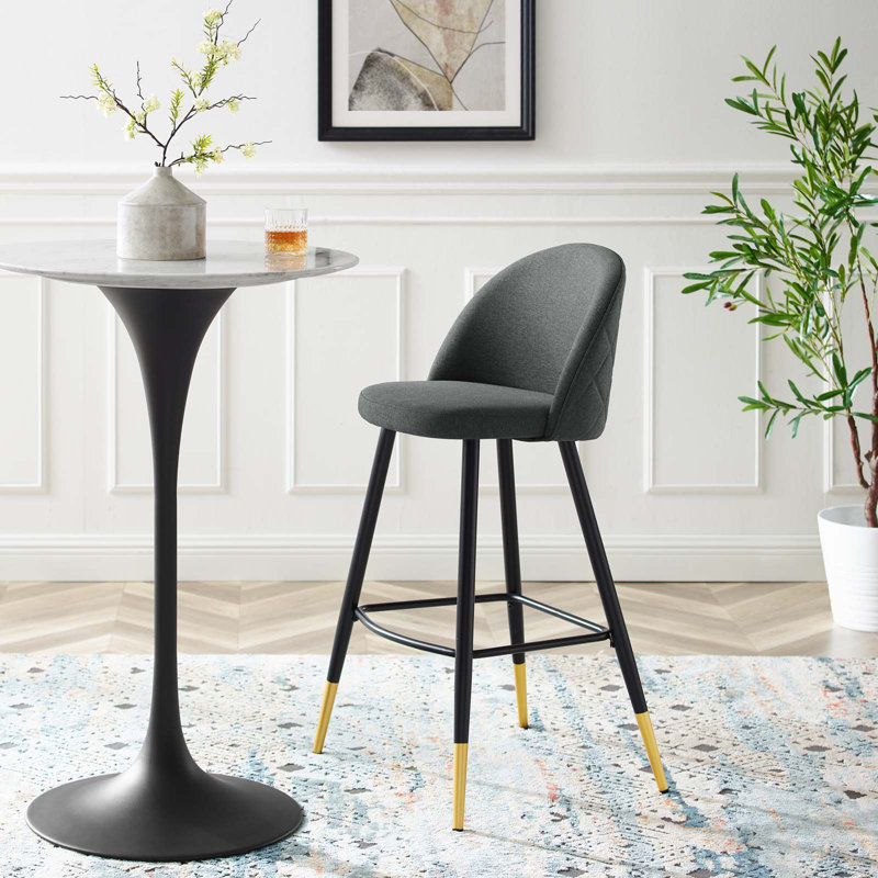 Cordial Bar Stools - Set of 2, Gray Polyester Blend, Bar Stool (29" Seat Height)