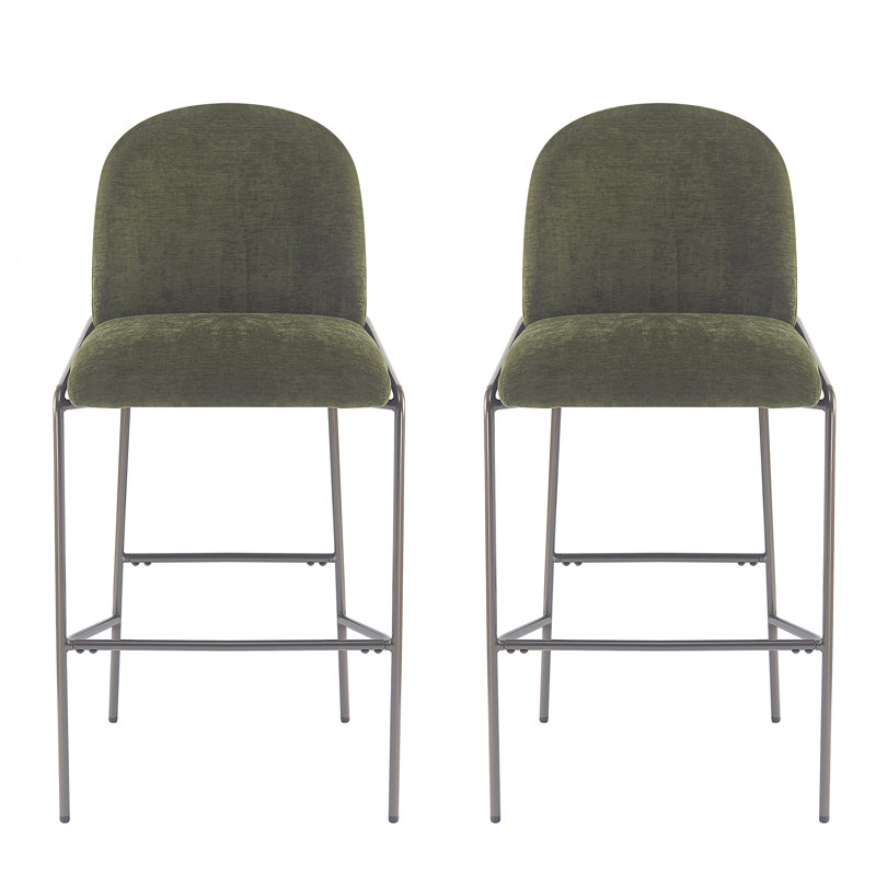 Tabouret de bar rembourré en métal, Vert