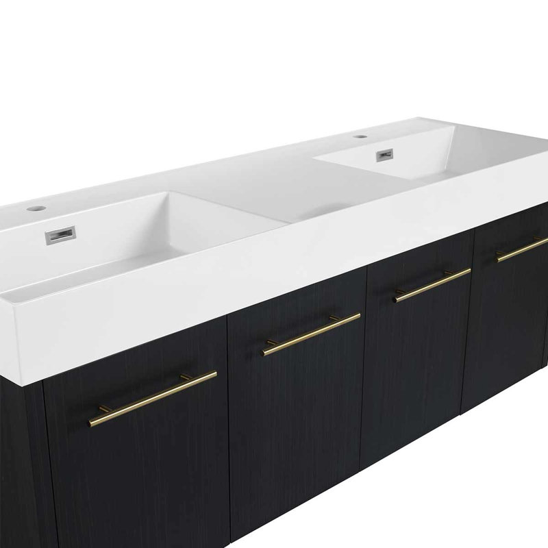 Meuble-lavabo mural moderne avec meuble-lavabo en résine à rebords épais