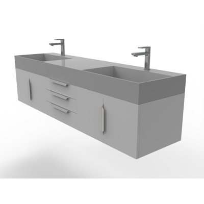 Ensemble de meuble-lavabo mural simple l 72 po Clelie
