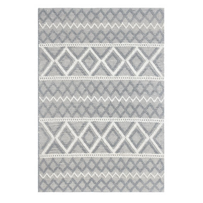 6' X 9' Gray Geometric Dhurrie Area Rug