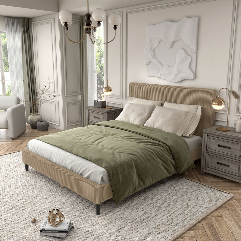 Lit plateforme tapissier Biral, Brun