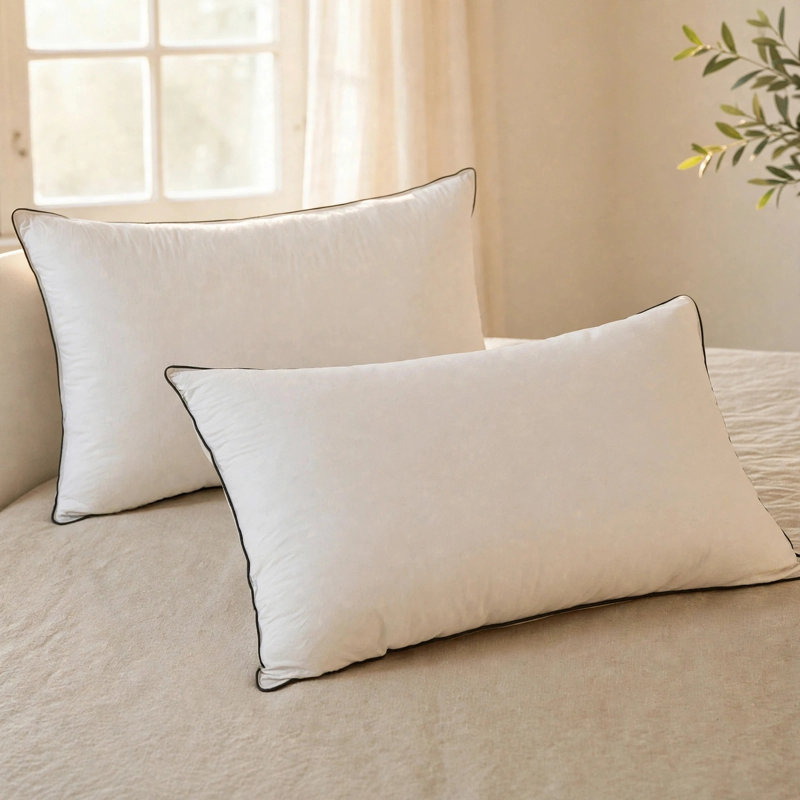 Goose Feather Down Blend Medium Comfort Pillow With Organic Cotton Cover, King Pillow: 20" x 36"