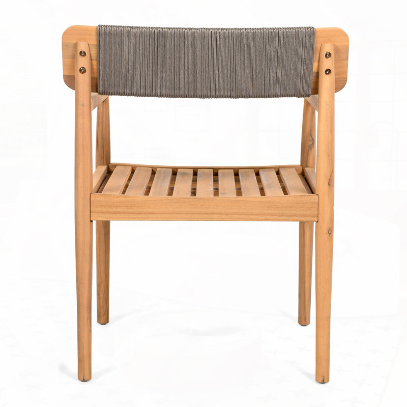 Outdoor Patio Acacia Wood Club Chair, Gray