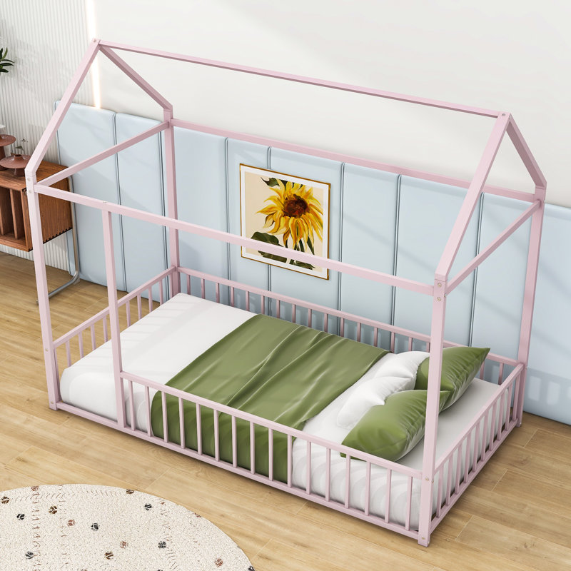 Lit plateforme en métal Gimora, Rose