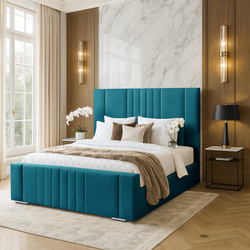 Agaro Upholstered Bed, Double (4'6), Mallard