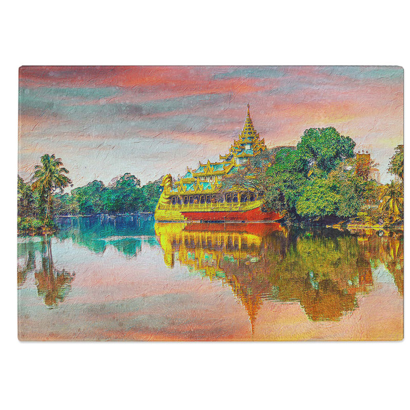 Glass Karaweik Palace in Yangon Myanmar Chopping Board, 28.5 cm W x 20 cm L