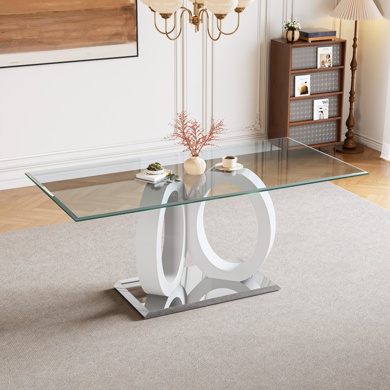 Glass Top Pedestal Dining Set