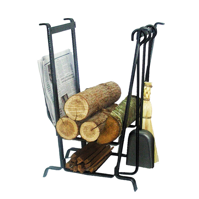 Handcrafted Complete Hearth Fireplace Log Rack with Base & 3 Tools