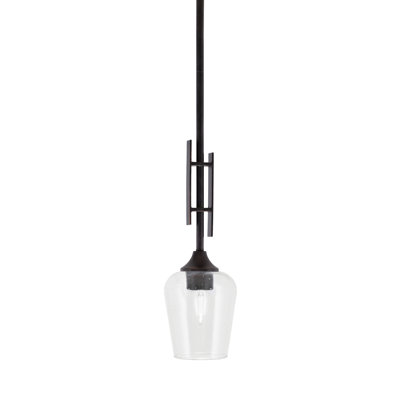Uptowne Stem Hung Mini Pendant Shown In Dark Granite Finish With 5" Clear Bubble Glass