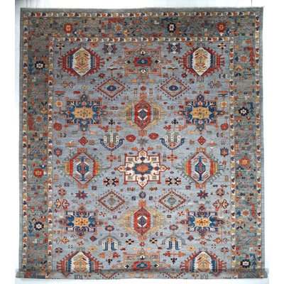 Karajeh Rug 12x15 Hand Knotted Wool Area Rug, Afghan Tribal Carpet, Large Geometric Oriental Rug