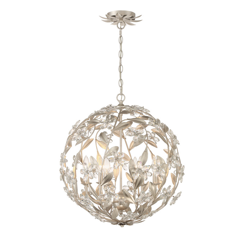 Luminaire suspendu antique 6 lumières Meyah, Argent argent