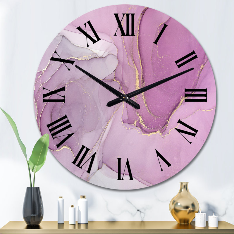 Horloge murale mauve liquide «Waves I», Moyen