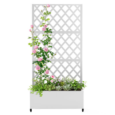 Jardinière d'extérieur avec treillis | Lit de jardin surélevé en métal | Mur de pot décoratif avec drainage