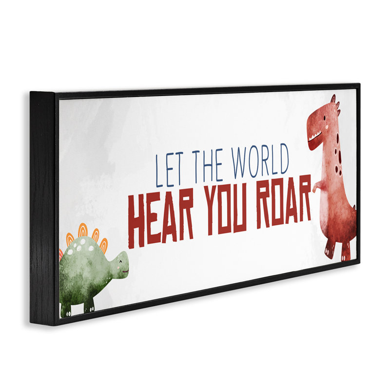 «Ba-894» encadré «Hear You Roar Dinosaurs» encadré sur bois par Kim Allen, Giclée encadrée noir minuit