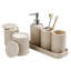 Ensemble d'accessoires de salle de bain 6 pièces, ensemble de meuble-lavabo beige avec distributeur de savon, porte-brosse à dents, plateau, gobelet et pots d'apothicaire
