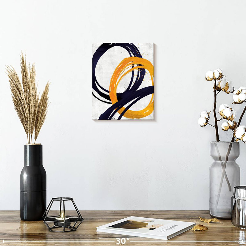 Cercles abstraits sur toile, H 10 po x l 8 po x P 1 po