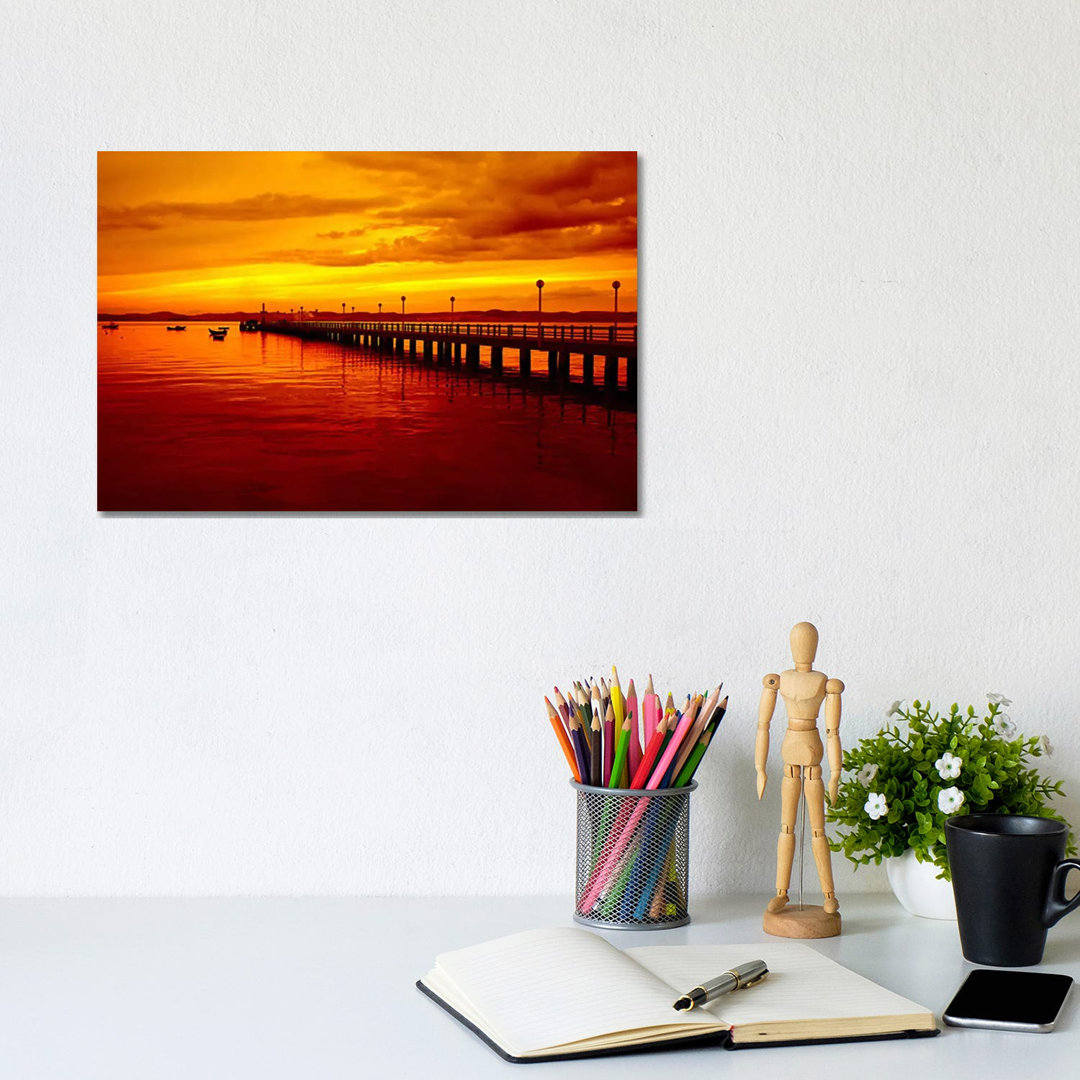 Sunset At The Pier - Wrapped Canvas Print